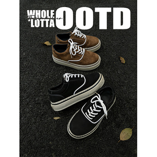 NewRockStarChoppa 厚底翻毛皮高级感板鞋男款秋冬百搭学生休闲鞋