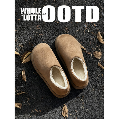 NewRockStarChoppa 厚底大土豆毛毛勃肯鞋男冬季加绒保暖情侣棉鞋