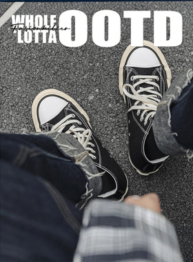 NewRockstarchoop春季小众高帮帆布鞋潮流百搭经典厚底休闲板鞋男