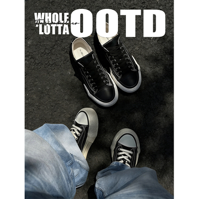 NewRockStarChoppa 厚底黑色帆布鞋男款夏季透气百搭休闲运动板鞋