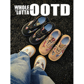 NewRockStarChoppa 秋冬厚底复古休闲鞋 小众拼接刺绣大头板鞋 男款