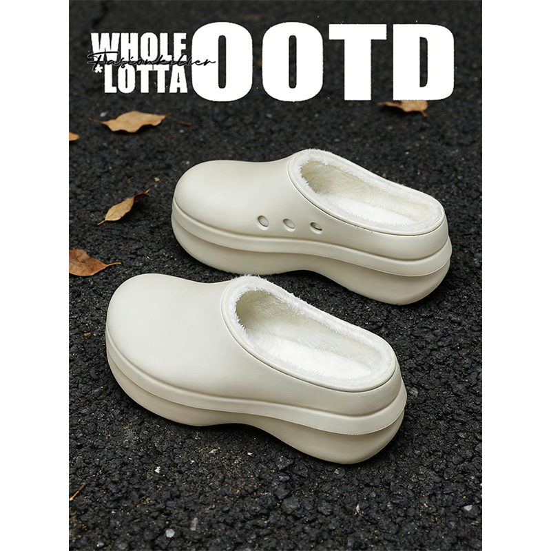 NewRockstarChoppa 冬季加绒保暖勃肯棉拖鞋男厚底外穿防寒包头鞋