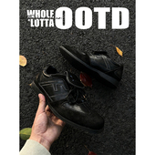 NewRockStarChoppa 秋冬休闲德训皮鞋 小众复古翻盖方头德比鞋 男士