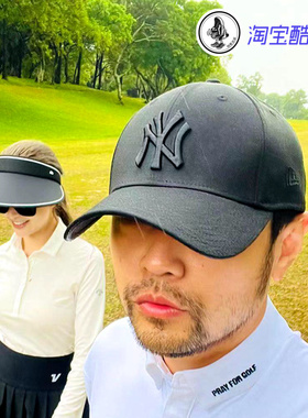 韩国New Era纽亦华周杰伦同款940纯黑大标硬顶棒球帽男女帽子LA