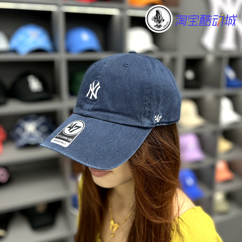 47Brand复古水洗做旧软顶棒球帽可调节小标NY洋基LA男女mlb鸭舌帽