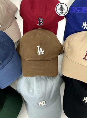 韩国MLB全封款咖色LA软顶棒球帽不可调节小标男女鸭舌潮帽CP19
