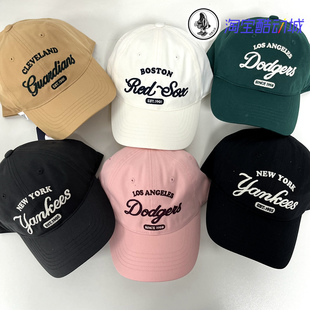 韩国MLB新款字母刺绣棒球帽可调节炭灰色粉色男女款休闲鸭舌帽潮