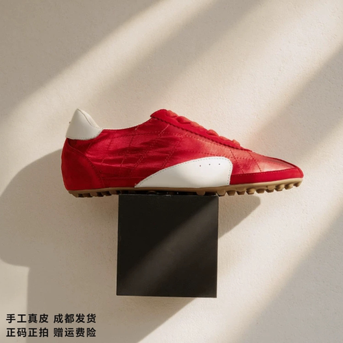 L'avance羊皮德训鞋2026秋高品质女鞋巨舒适纯皮单鞋可可系休闲鞋