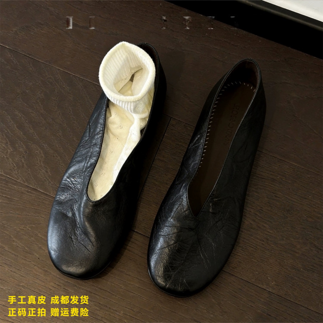 L'avance羊皮奶奶鞋2026秋款高品质女鞋巨舒适纯皮单鞋韩系平底鞋