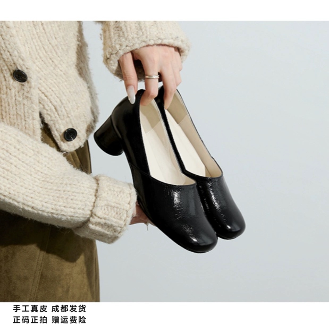 L'avance马油牛皮单鞋2026秋高品质女鞋巨舒适纯皮单鞋粗跟小皮鞋