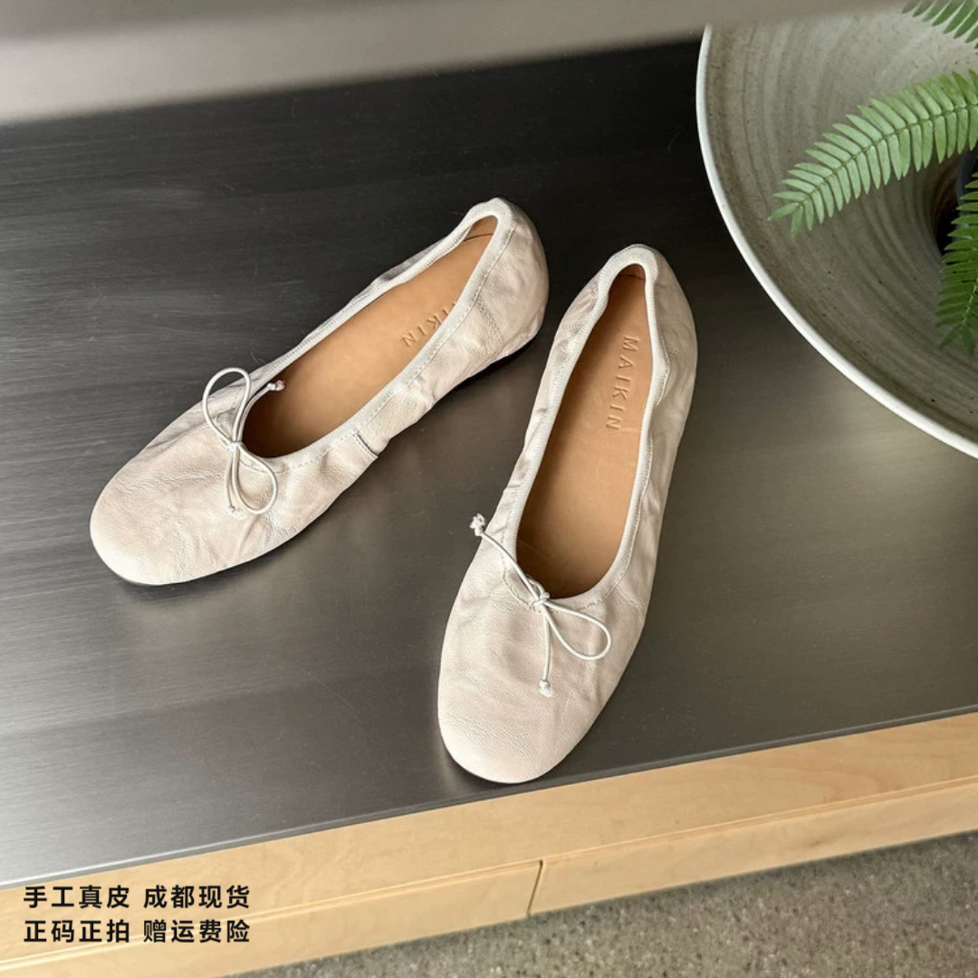 L'avance羊皮芭蕾鞋2026秋高品质女鞋巨舒适纯皮单鞋内增高小皮鞋