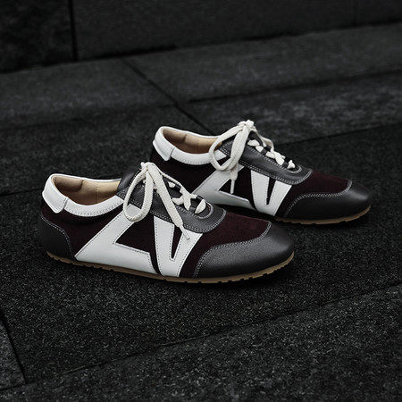 l'avance真皮 法式复古0.5cm时髦精头层牛皮撞色德训鞋巨好穿单鞋