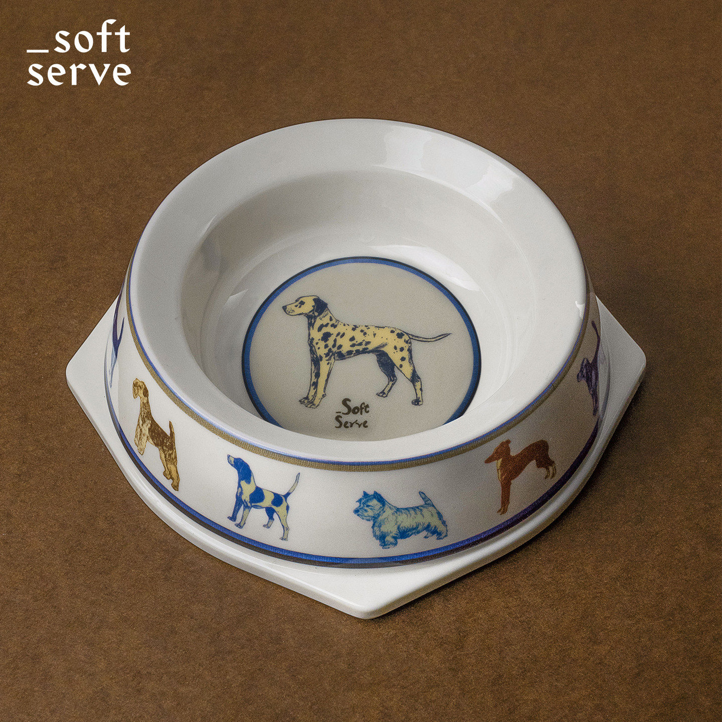 SoftServe柔软供应《小狗聚会》竹纤维宠物食盆水碗餐具猫狗用品