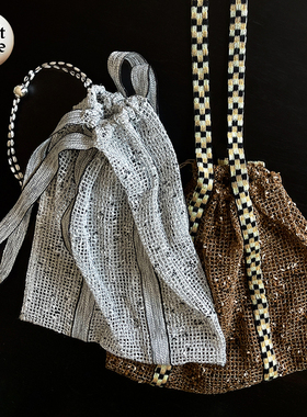 SoftServe柔软供应 sorbet waffle单肩包手工织带拼接网兜网袋包