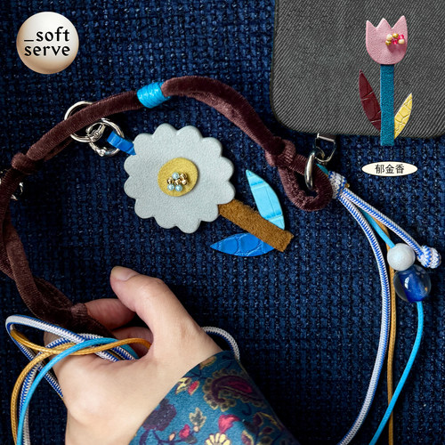 柔软供应拼布小花手机链挂绳长款