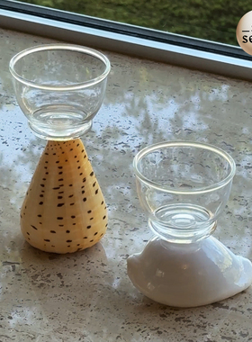 SoftServe柔软供应《贝壳酒杯》手工玻璃清酒茶杯子梅酒水高脚小