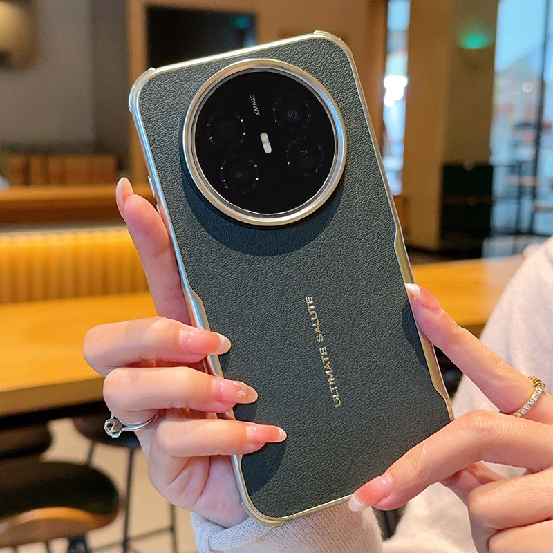 简约小众适用华为Mate70Air手机壳磁吸电镀边框p70/80pro皮纹奢华散热mate80素皮防摔男女保护套