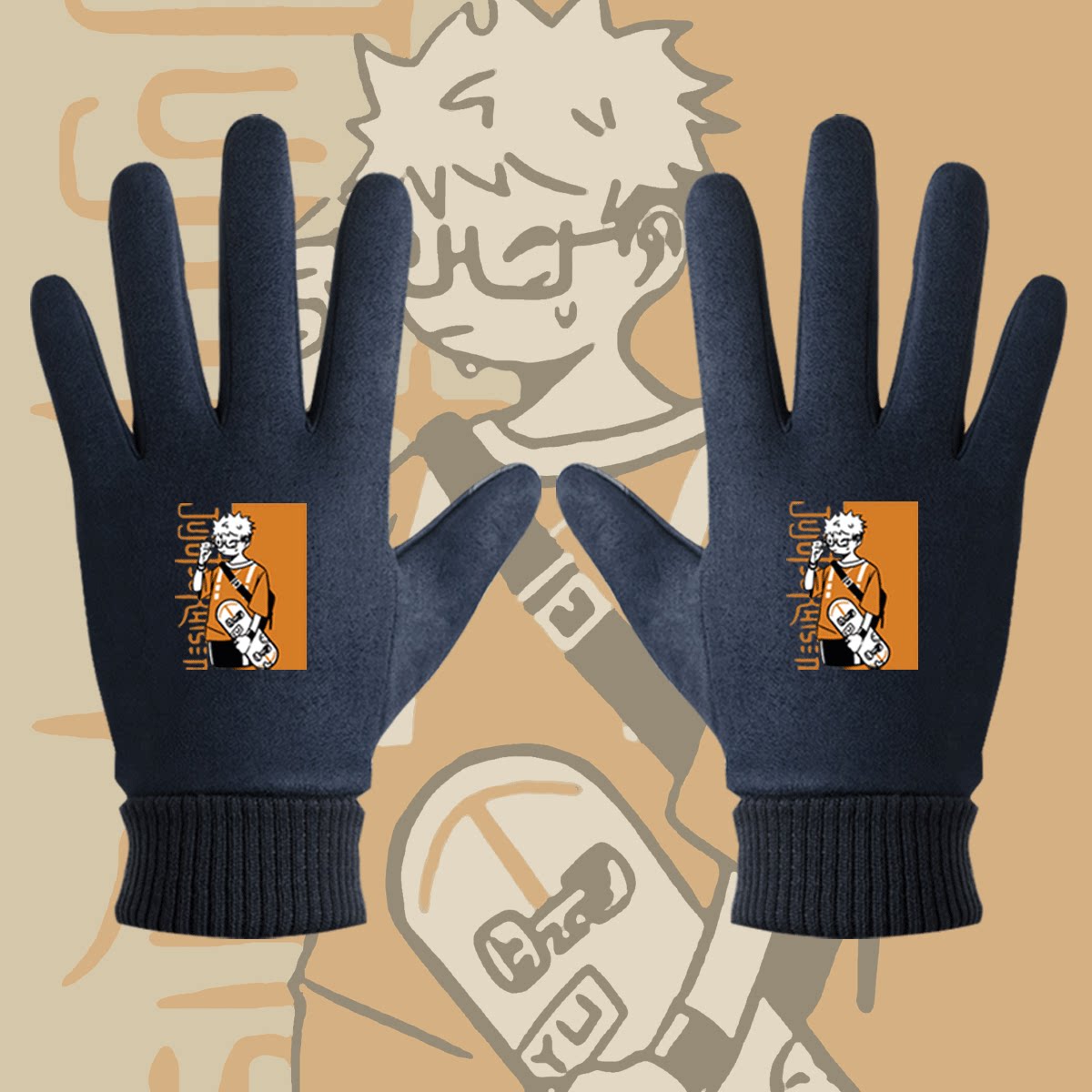 咒术回战五条悟夏油杰虎杖悠仁伏黑惠动漫周边男秋冬分指户外手套