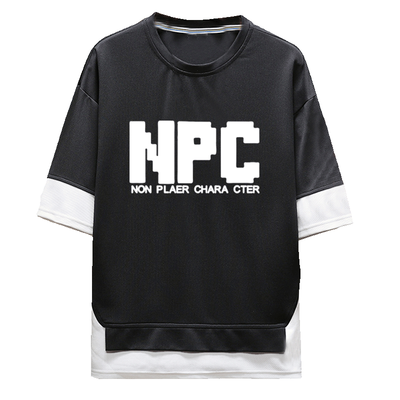 npc游戏假两件纯棉学生短袖t恤