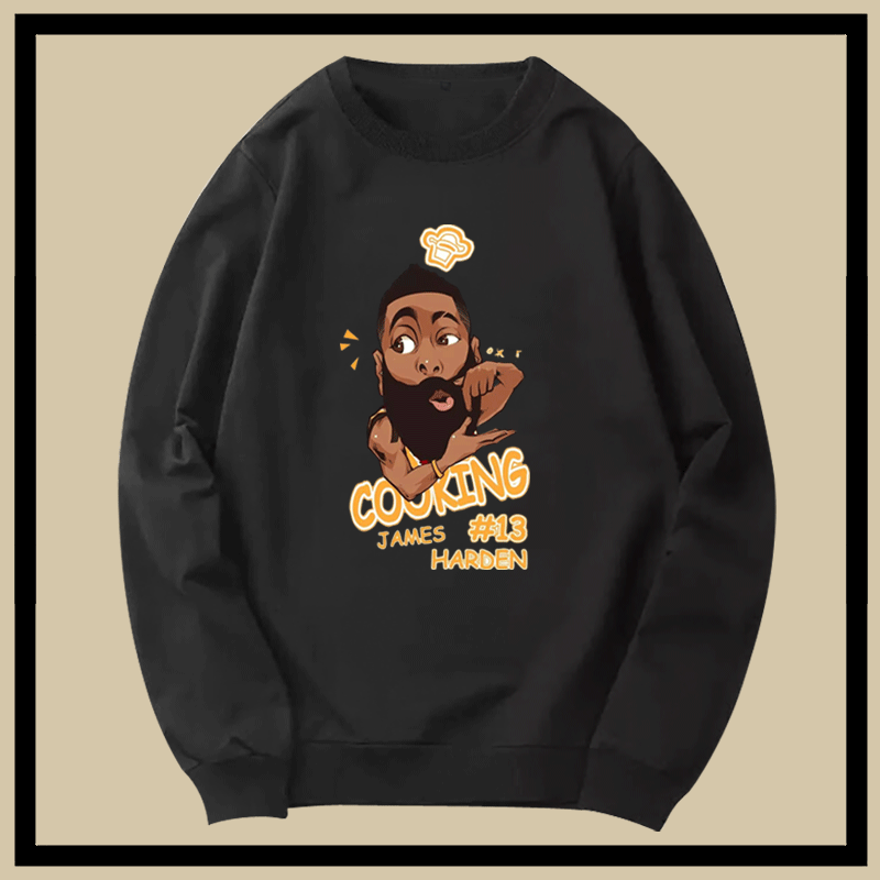 篮网队13号大胡子登哥哈登Q版头像男女学生秋冬定制加绒圆领卫衣