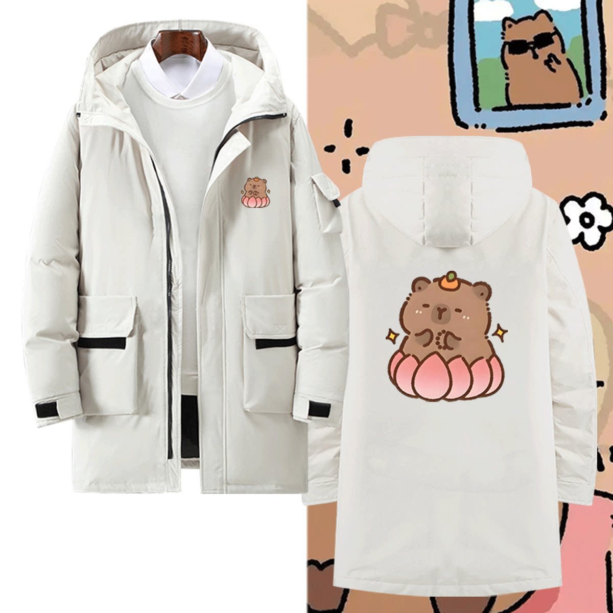 软萌可爱水豚卡皮巴拉羽绒服