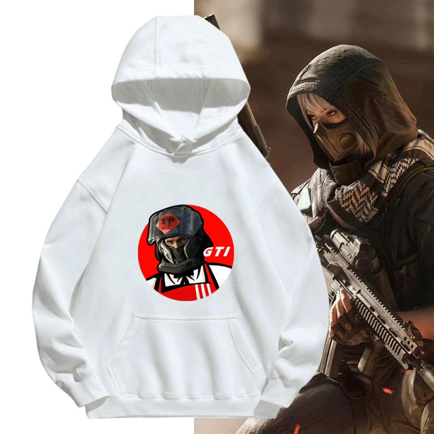 三角洲典狱长抽象表情包可定制保暖连帽卫衣游戏周边卡通男女情侣