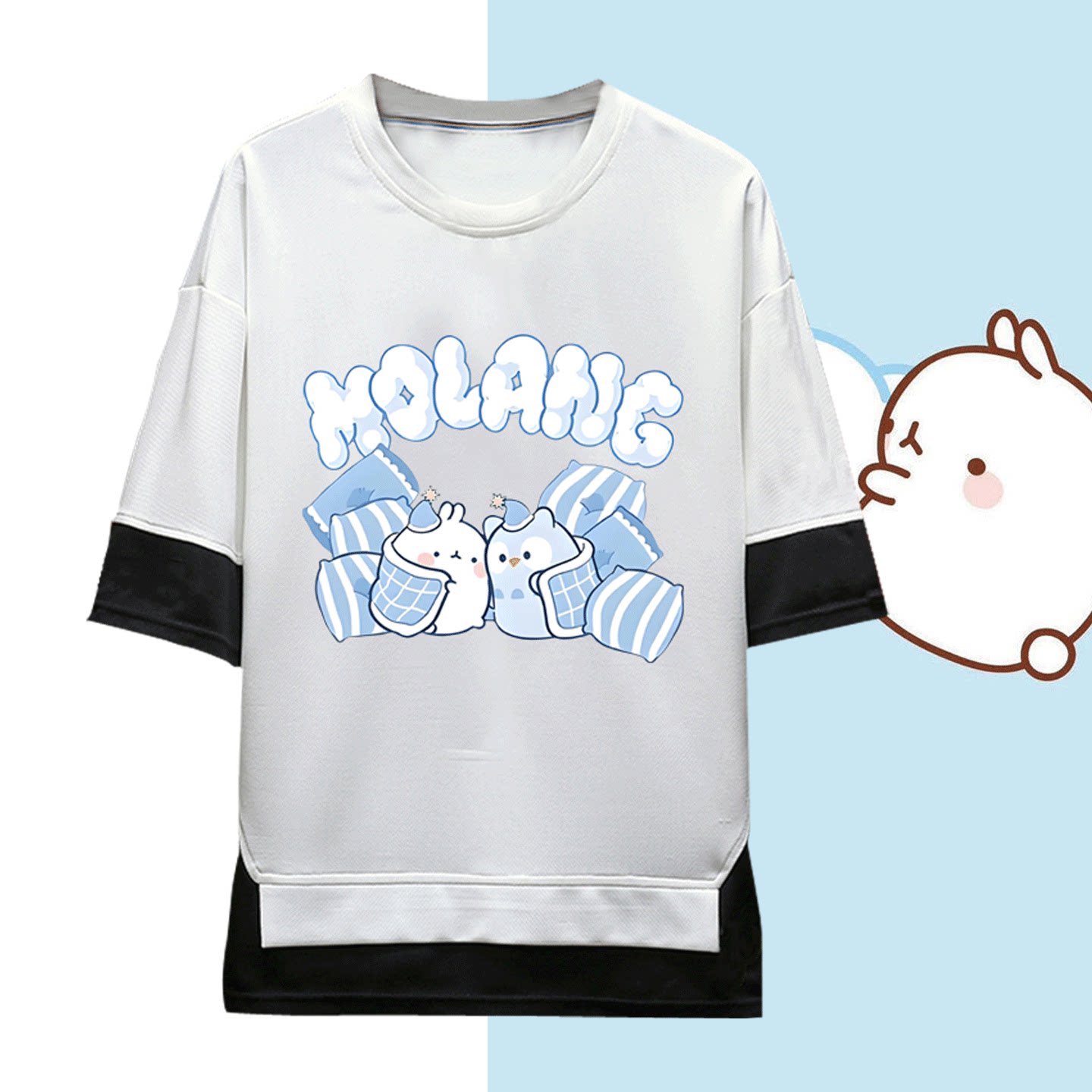 萌浪兔MOLANG小鸡PiuPiu假两件T