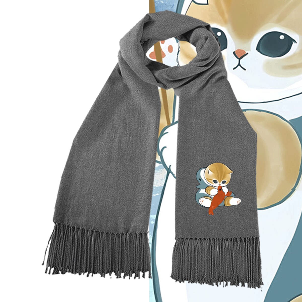 鲨鱼猫猫日系COS二次元围脖围巾