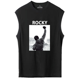 史泰龙男原宿风电影洛奇周边同款男2021新款衣服纯棉无袖T恤背心