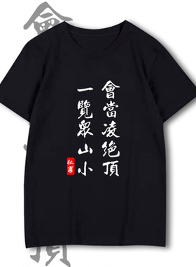 会当凌绝顶一览众山小杜甫诗词定制款T恤短袖男女中国风纯棉半袖