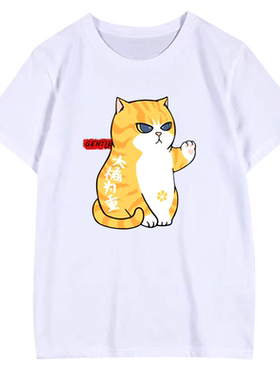 潮半袖猫咪日系t恤衫