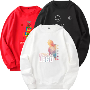 乐高积木教育情侣运动休闲宽松版薄款圆领卫衣团队服装男女上衣服