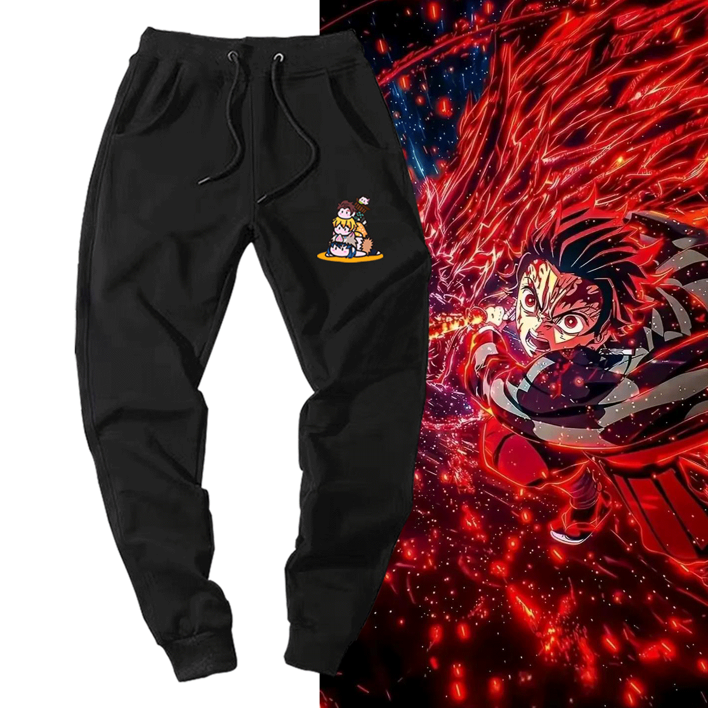 鬼灭之刃可定制运动束口长裤周边炭治郎善逸Q版卡通印花男女情侣
