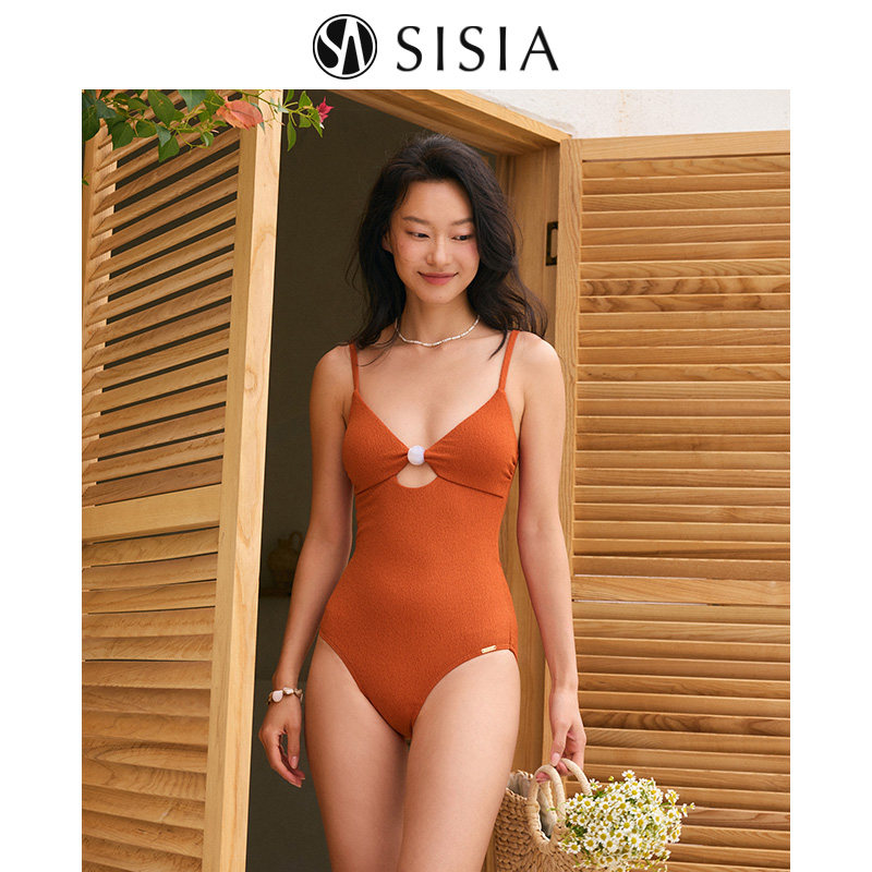 SISIA泳衣女高级感25新款吊带遮肚显瘦性感绝美复古连体温泉度假
