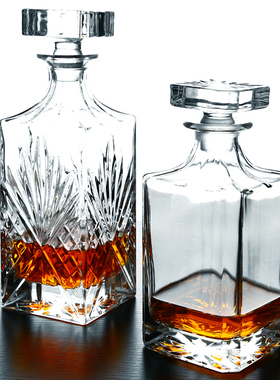 JUNREN水晶玻璃酒樽大号红酒醒酒器家用洋酒瓶子带盖防尘酒壶容器