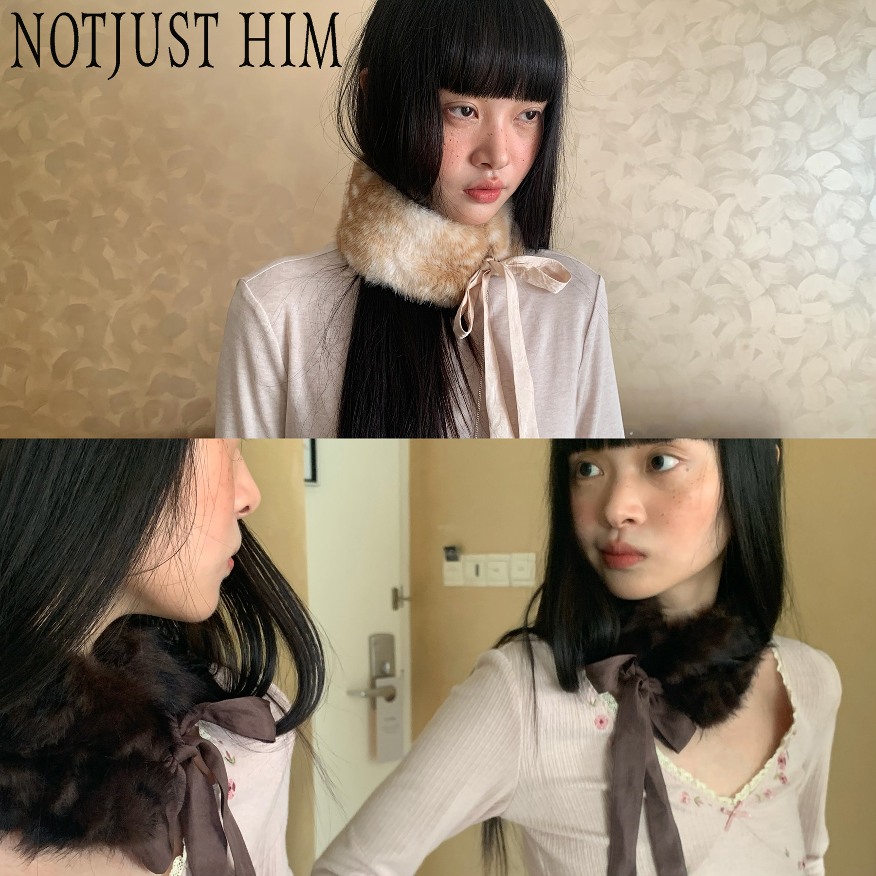 花筏NOTJUSTHIM 冬季系绳毛绒百搭围脖毛领饰品