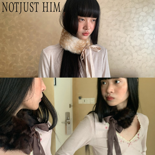 花筏NOTJUSTHIM 冬季系绳毛绒百搭围脖毛领饰品