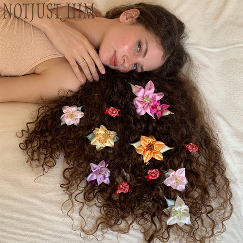 花筏NOTJUSTHIM《自然画册》手作百合花水晶镶嵌一字夹百搭发夹