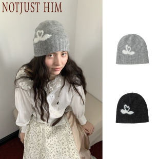 柔软细腻天鹅图案羊毛针织冷帽 Swan 花筏NOTJUSTHIM Fluid