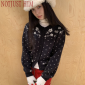 花筏NOTJUSTHIM 黑白撞色羊毛混纺毛衣外套 Sonata Fair lsle