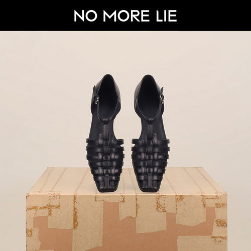 直述NOMORELIE 25春夏新品羊皮编织罗马凉鞋薄底软底小众设计