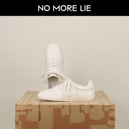 直述NOMORELIE25春夏薄底运动鞋荔枝纹牛皮编织鞋带