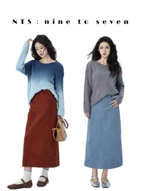 NTS97 2024秋高品质秋冬细灯芯绒直筒半身裙长裙