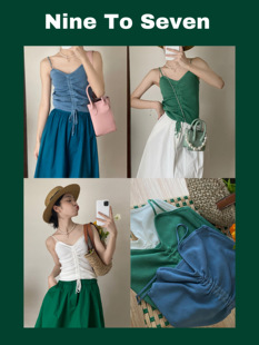 纯色三色吊带抽绳设计针织吊带 新款 NTS97 2021夏季