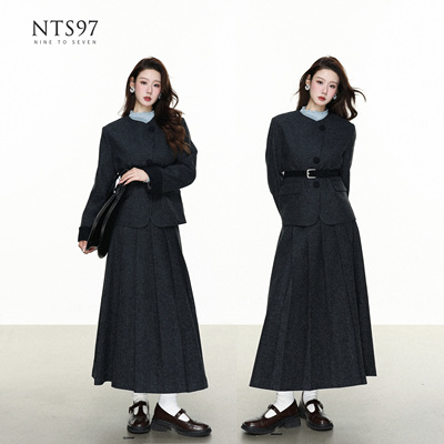 NTS97韩系修身通勤呢料百褶裙