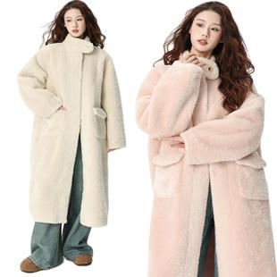 NTS97 半高领简约气质外套 2024冬气质皮毛一体长款