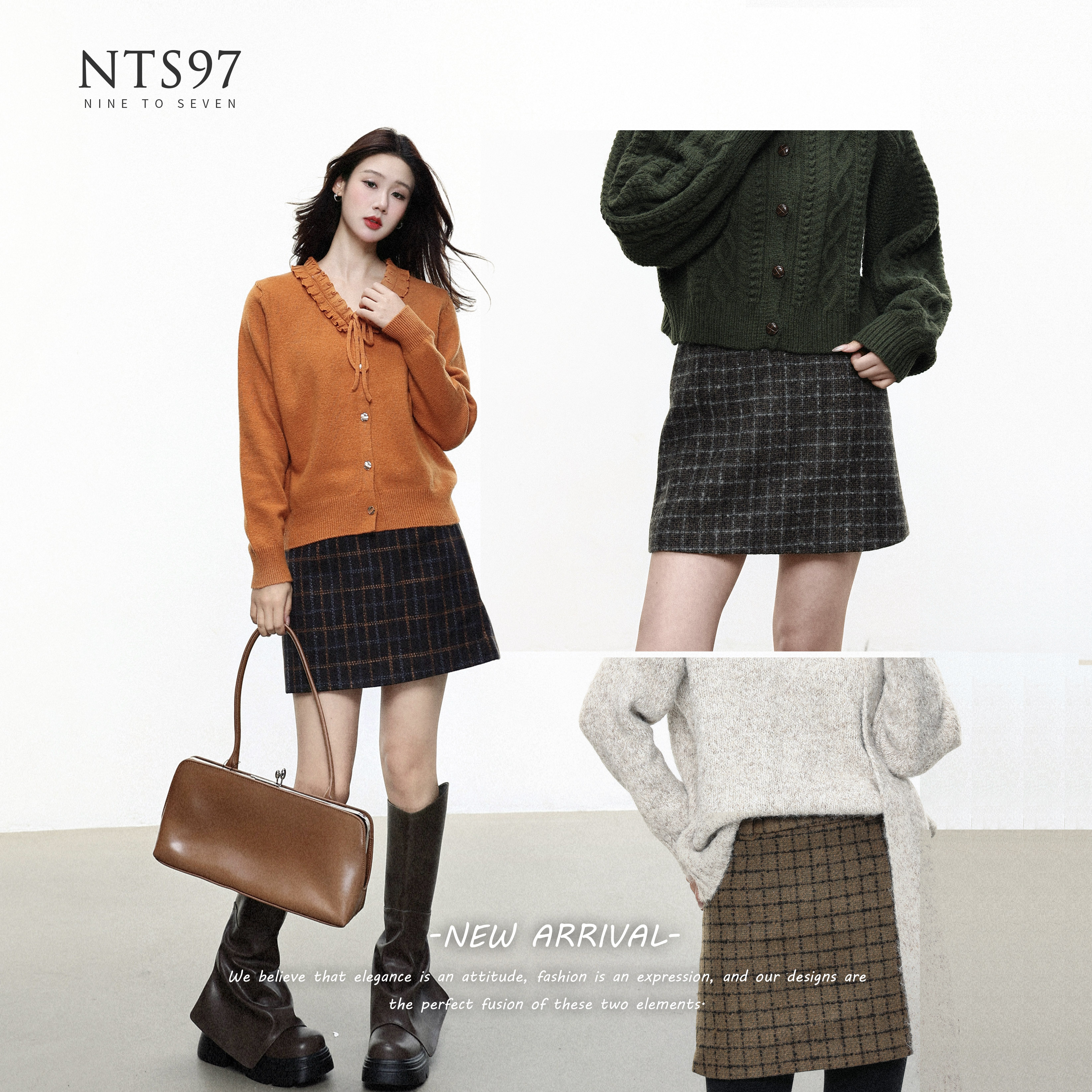 NTS97学院风高腰显瘦A字短裙