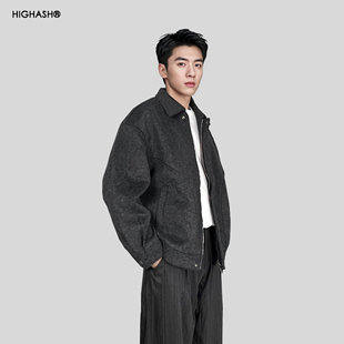 秋冬翻毛双面呢羊毛HIGHASH老钱风复古休闲正装 外套大衣 夹克男款