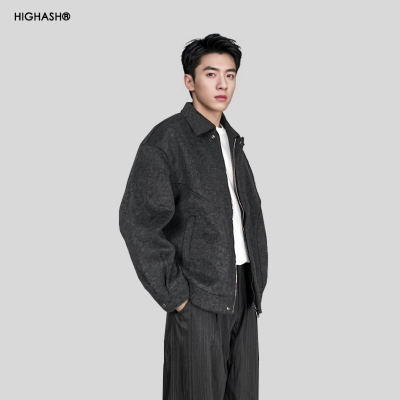 秋冬翻毛双面呢羊毛HIGHASH老钱风复古休闲正装夹克男款外套大衣