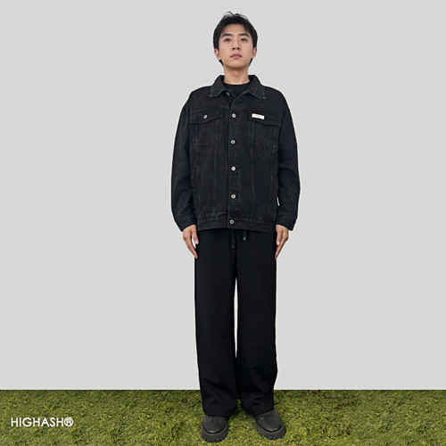 HIGHASH四季男士黑色牛仔外套男款春秋季2025新款设计感小众